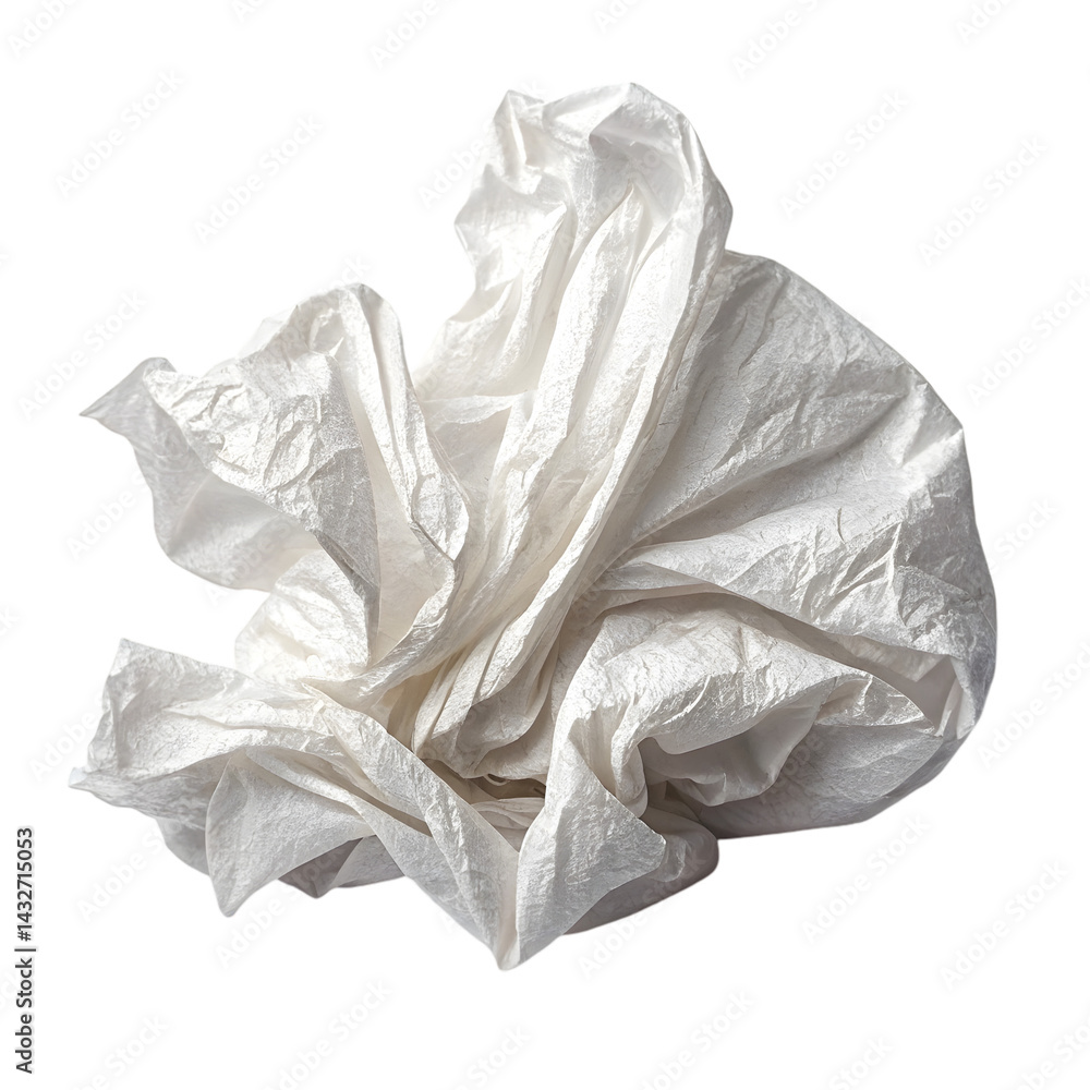 Fototapeta premium Crumpled White Fabric Texture: High-Resolution Background Image on transparent background