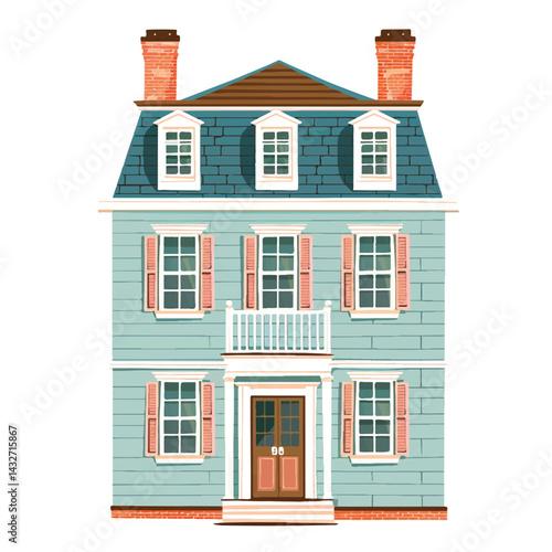 A cute house model of Georgian house vector