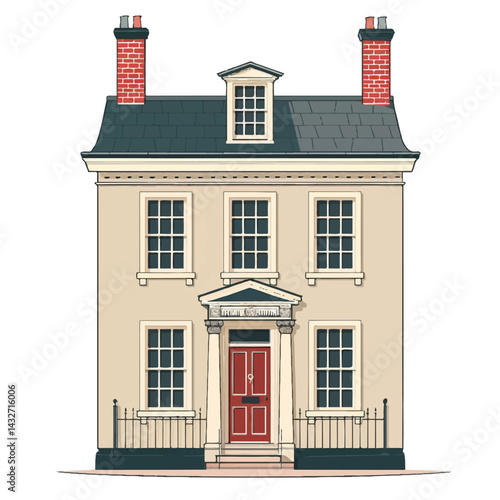 A cute house model of Georgian house vector