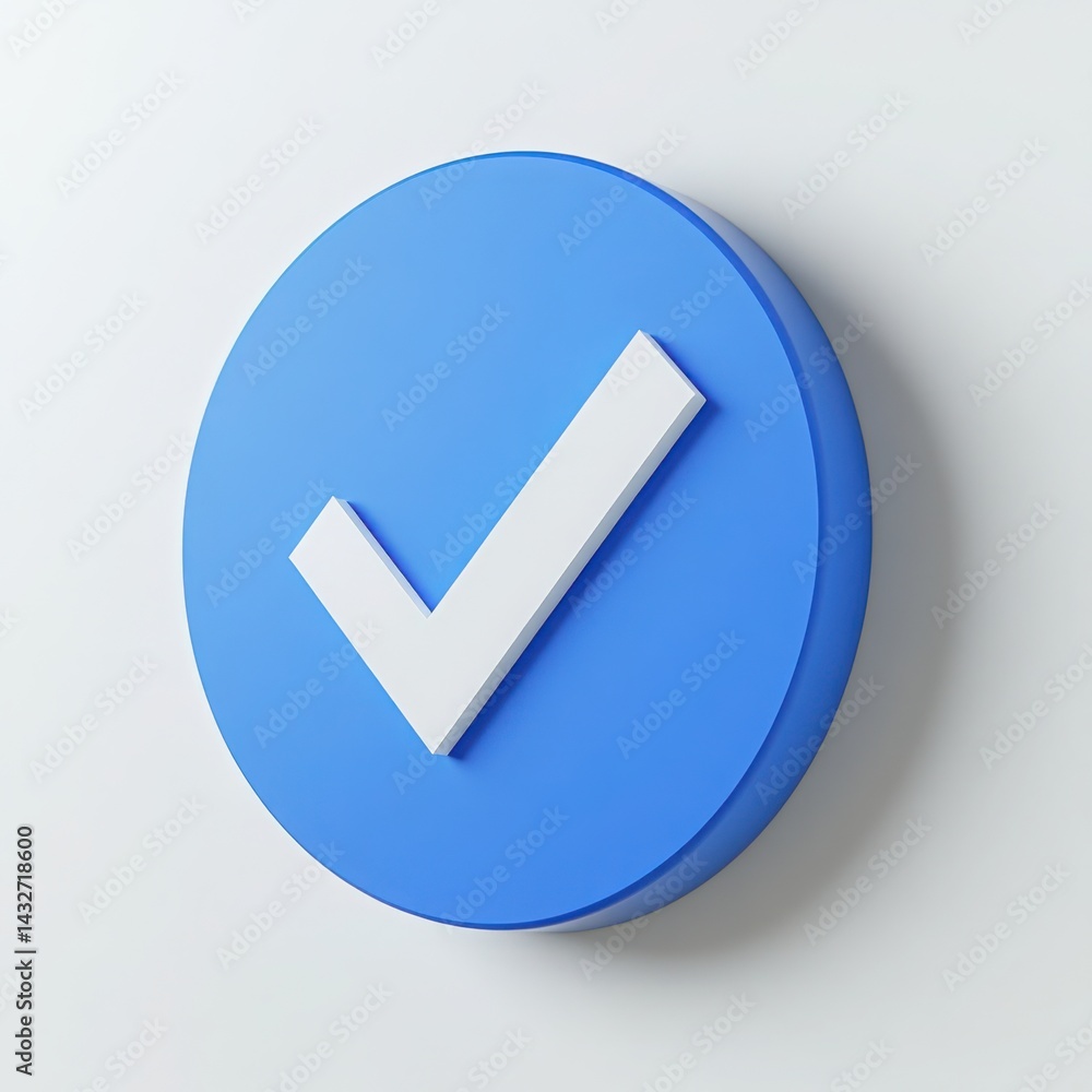 Blue circle with check mark isolated on white background Blue circle with check mark isolated on white background