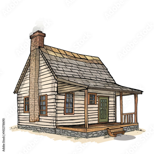 A Cute house model of Log Cabin house vector