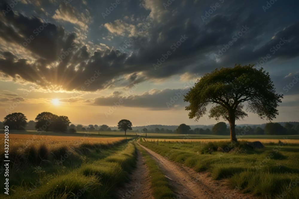 Obraz premium sunset over the countryside