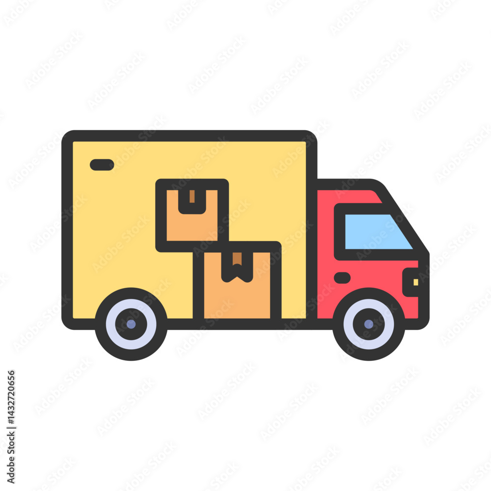 Delivery Truck icon vector image. Suitable for mobile apps, web apps and print media. Delivery Truck icon vector image. Suitable for mobile apps, web apps and print media.