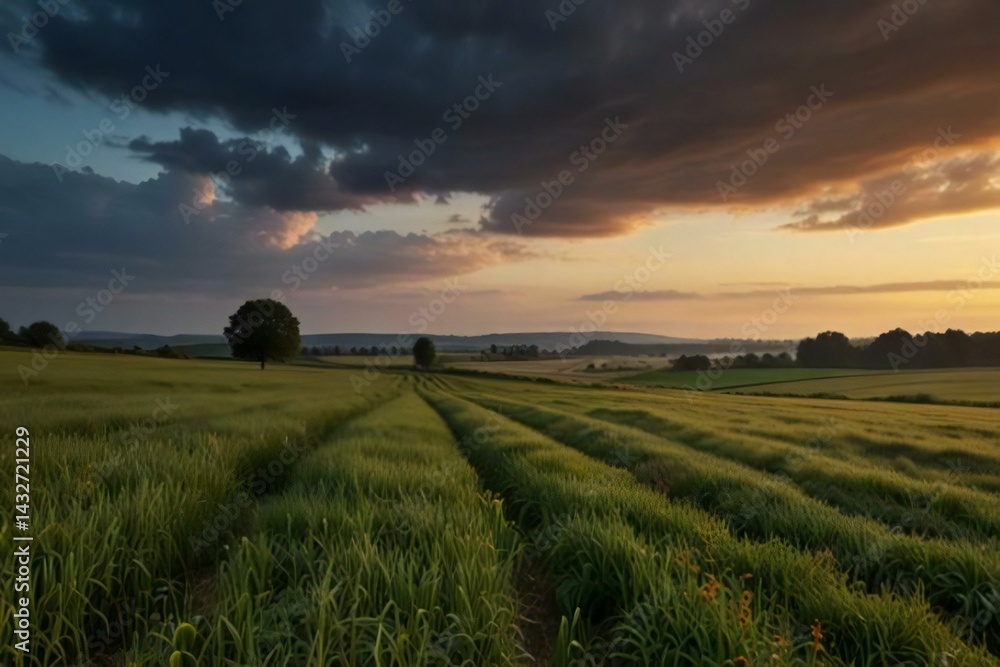 Obraz premium sunset over the field