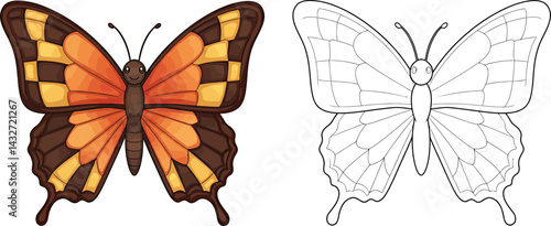 Elegant Butterfly: A vibrant illustration of a butterfly with a bold color palette. A design concept is revealed by contrast.