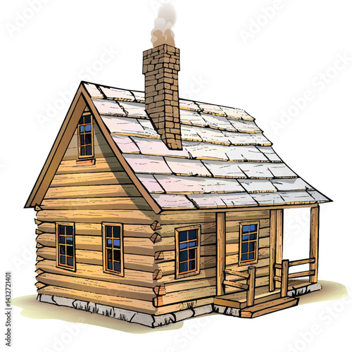 A Cute house model of Log Cabin house vector