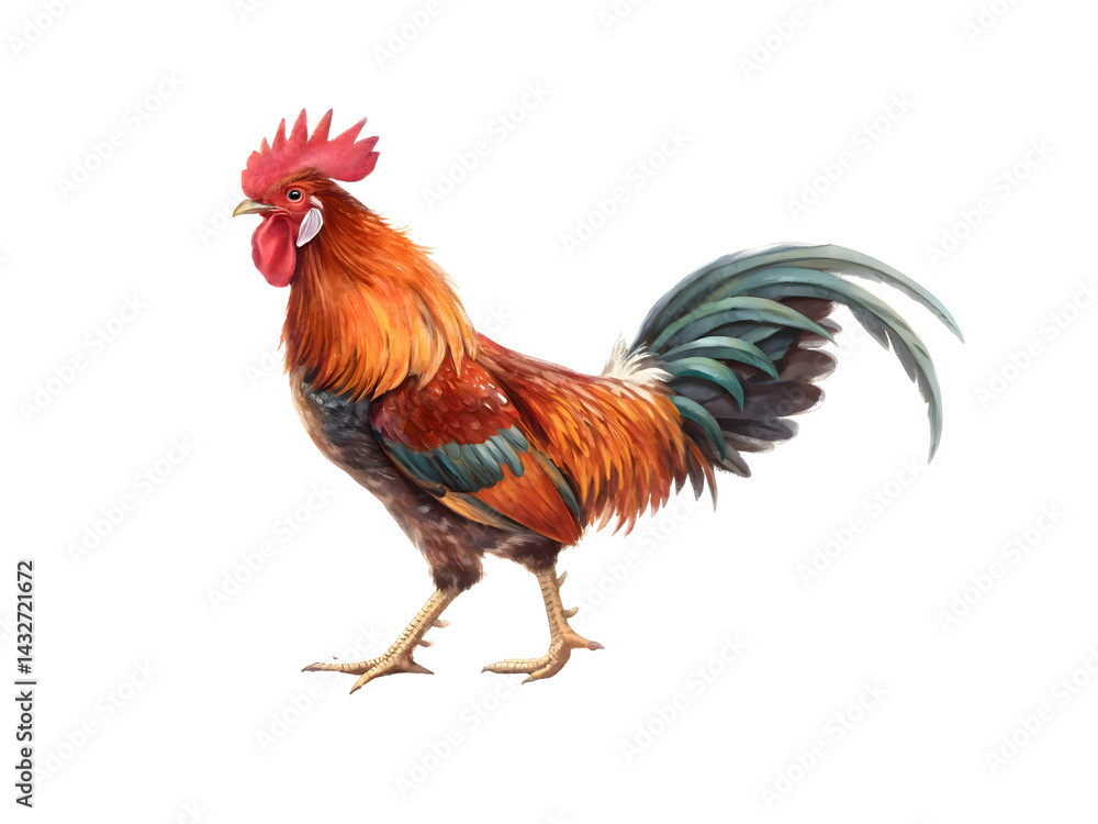 The rooster isolated on white background The rooster isolated on white background