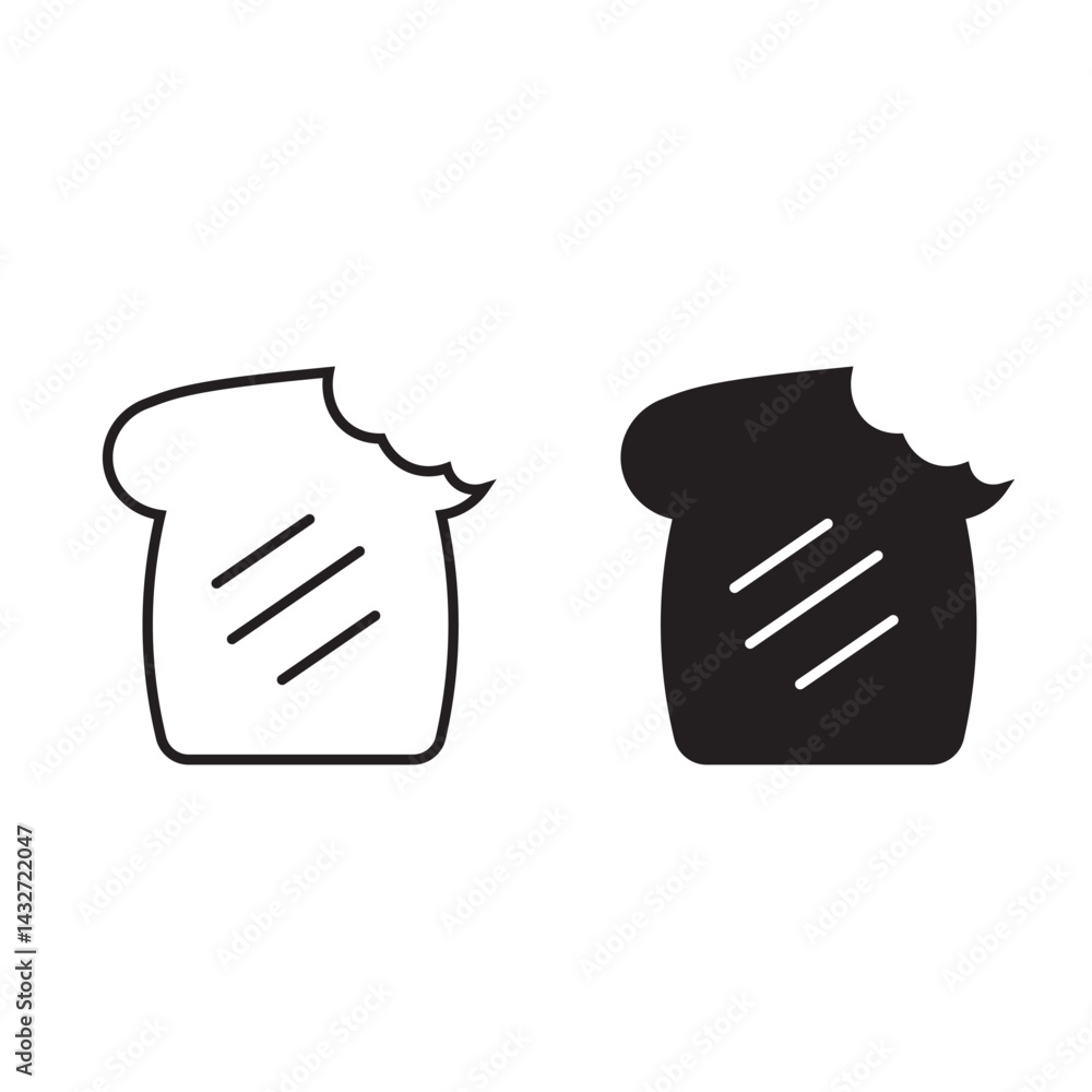Obraz premium bread slices icon vector, sign, symbol, logo, illustration, editable stroke, flat design style isolated on white linear