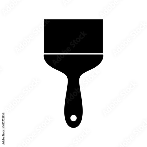 Flat paint scraper brush icon in black silhouette