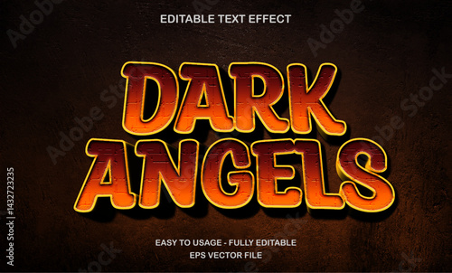 Editable 3D Bold Dark Angels Text Effect - Editable Title Movie Text Style Vector Design