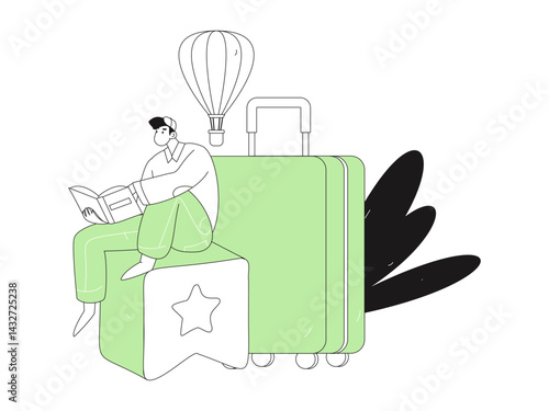 Holiday travel travel characters internet background vector hand drawn illustration
