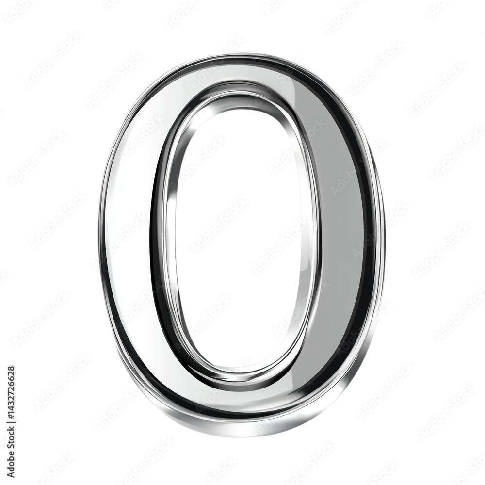 Chrome Number Zero Digit Design Graphic Art Chrome Number Zero Digit Design Graphic Art