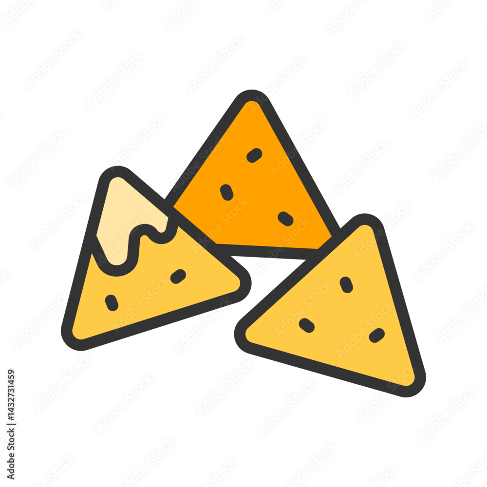 Nachos icon vector image. Suitable for mobile apps, web apps and print media. Nachos icon vector image. Suitable for mobile apps, web apps and print media.