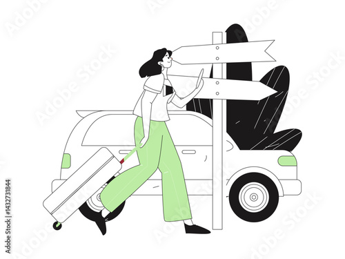 Holiday travel travel characters internet background vector hand drawn illustration
