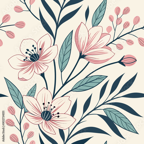 Seamless Impressionist Floral Painting Pattern