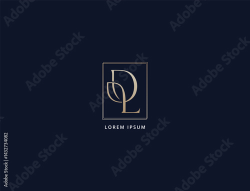 Unique dl with leaf floral logo deisgn typo, ld royal brand logo design