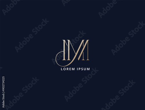 Unique m luxury minimalist lettering typo, royal m brand logo design
