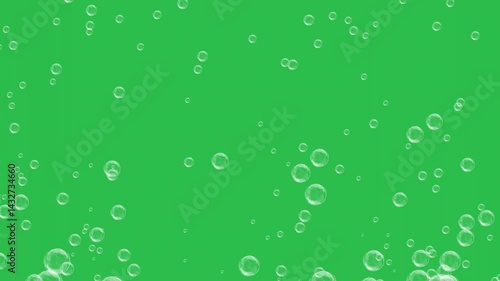 Raising bubbles on green screen background motion graphic effects. 