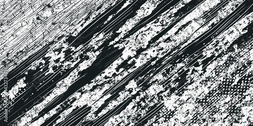 Grunge white lines and dots on a black background - Vector illustration