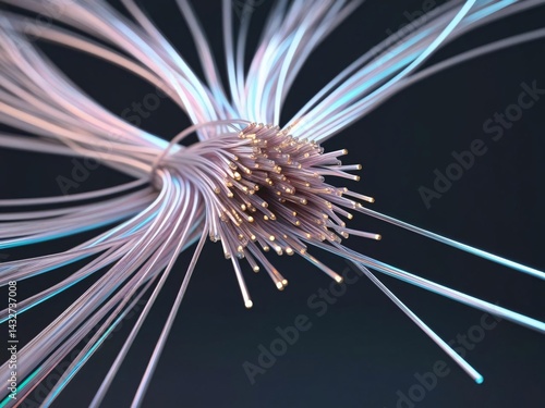 Fiber Optic Cables Transmitting Data on Dark Background