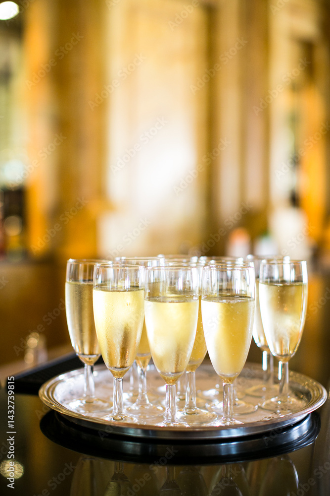 Luxury Glasses and candles at sunset
