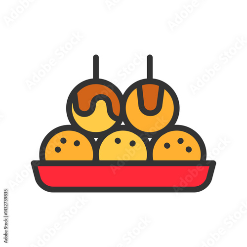 Takoyaki icon vector image. Suitable for mobile apps, web apps and print media.