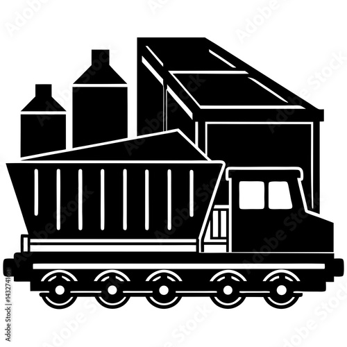 Silhouette of a train cart with cargo being loaded