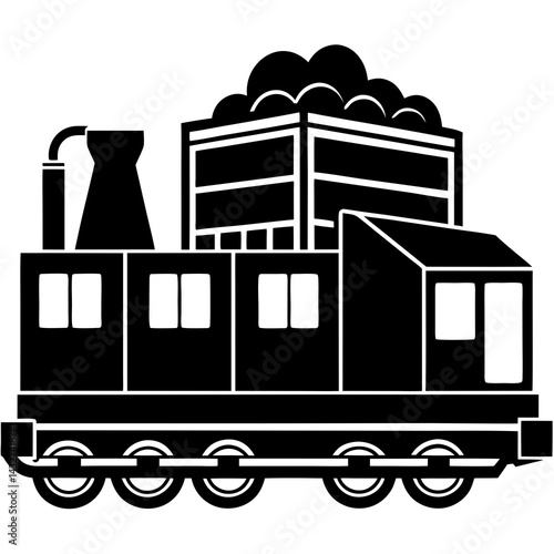 Silhouette of a train cart with cargo being loaded