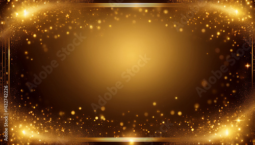 キラキラしたゴールドのフレーム背景