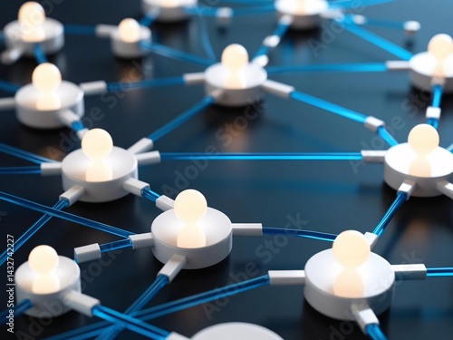 Network of Glowing Nodes Representing Connection and Communication
