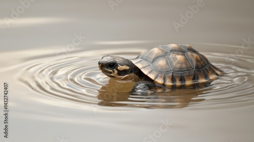 A baby tortoise drinking water for the first time