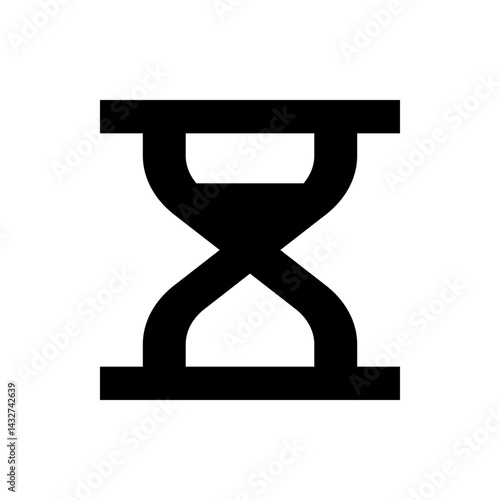 Illustration of a black hourglass shape with a thick outline and horizontal bars at the top and bottom