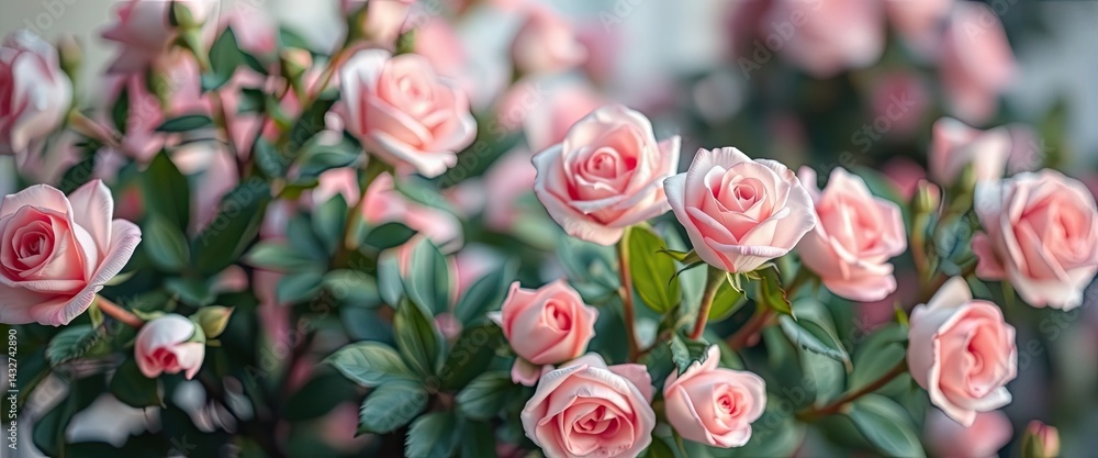 Lovely Pink Roses in Bloom