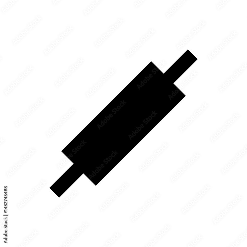 Isolated black resistor component with leads at an angle on a white background in simple vector art Isolated black resistor component with leads at an angle on a white background in simple vector art