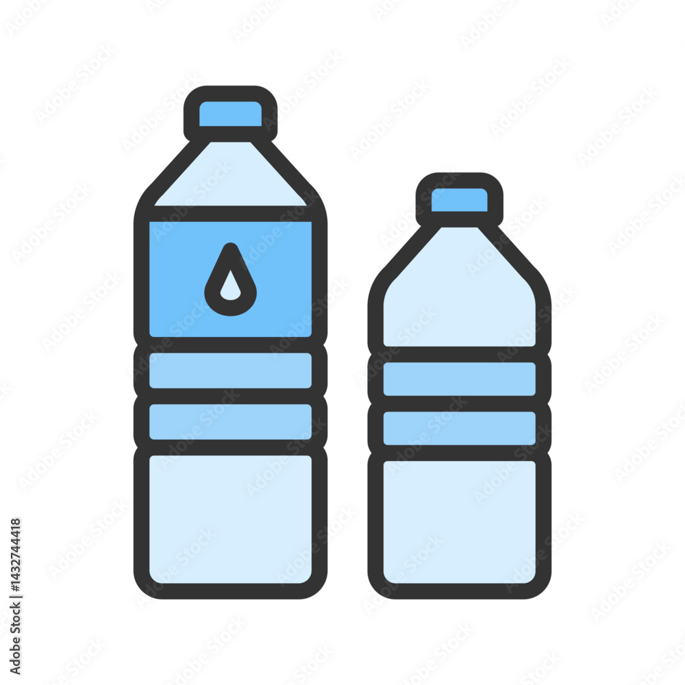 Water Bottles icon vector image. Suitable for mobile apps, web apps and print media. Water Bottles icon vector image. Suitable for mobile apps, web apps and print media.