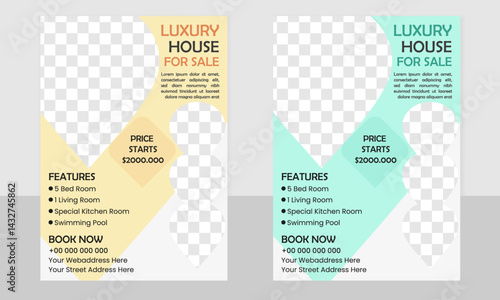 Corporate fresh real estate flyer design template with minimalistic design