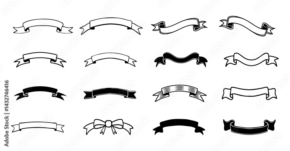 set of black ribbons set of black ribbons