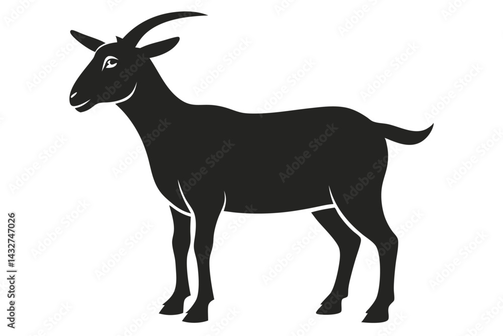 goat silhouette isolated on white. goat silhouette isolated on white.