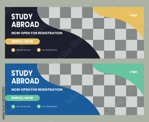  Study abroad facebook cover or social media cover and web banner design
