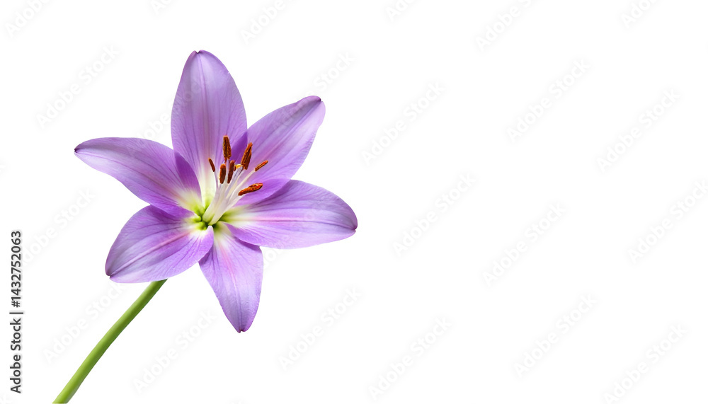 A delicate lily flower captured in a minimalist flat lay, with soft natural lighting and a clean white background. A delicate lily flower captured in a minimalist flat lay, with soft natural lighting and a clean white background.