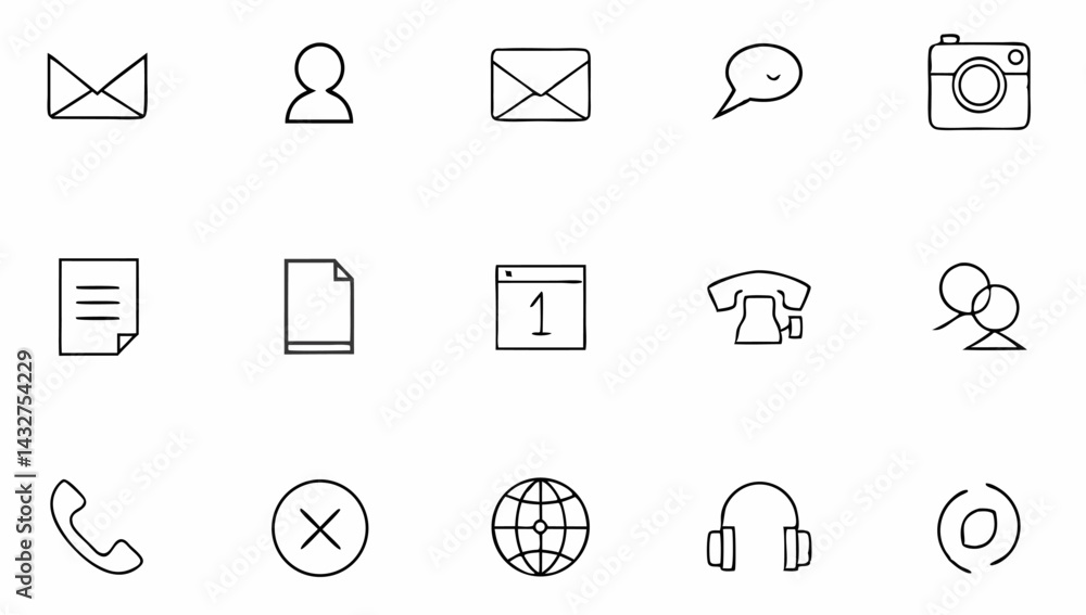 Fototapeta premium contact-us-icons--simple-thin-lines-web-icons-mail.eps