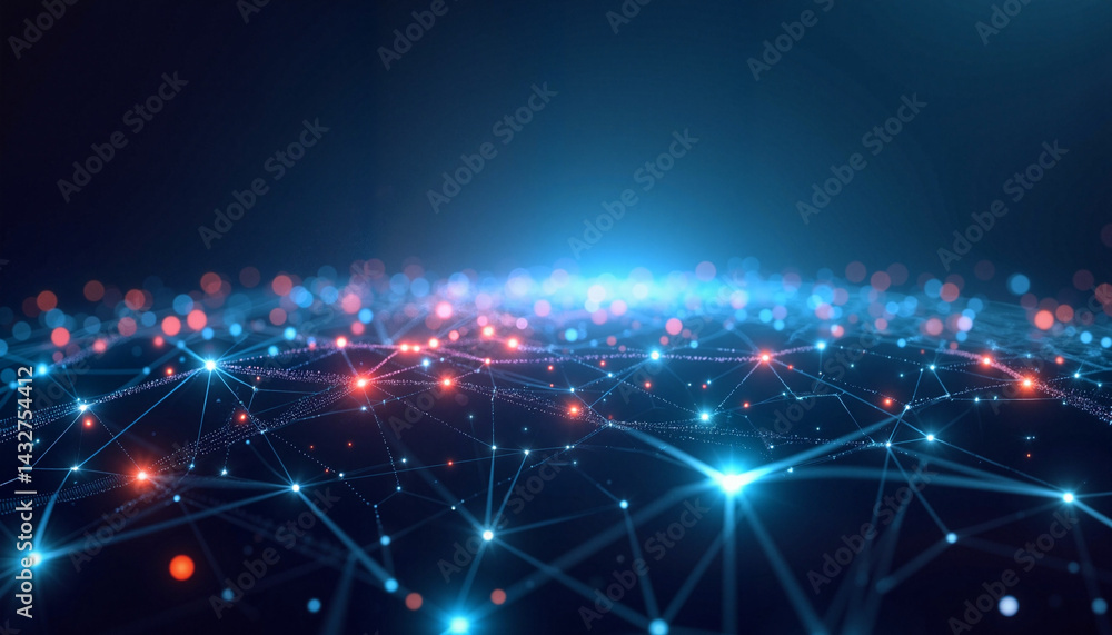 Digital network connections glowing against a dark background Digital network connections glowing against a dark background