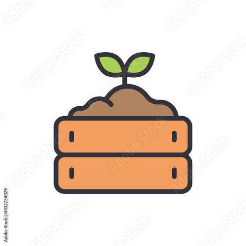 Compost colored icons, minimalist vector illustration ,simple transparent graphic element .Isolated on white background