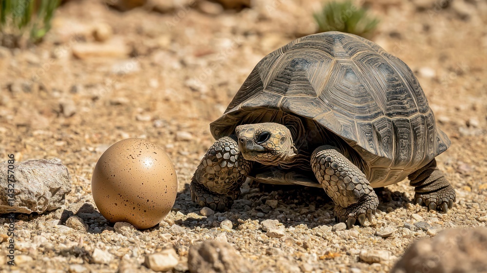 Obraz premium A desert tortoise breaking free from its egg