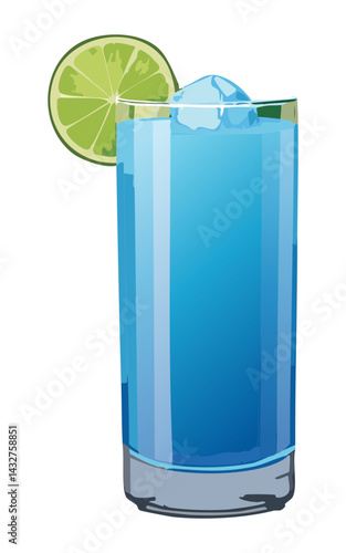 Blueberry Mojito Ice Drink - Vector Illustration