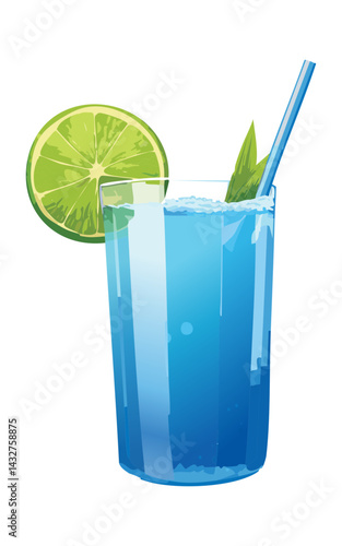 Blueberry Ice Sparkling Drink - Vector Illustration