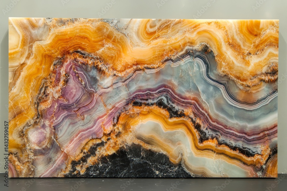 Obraz premium Detailed view of multicolored, patterned stone slab.