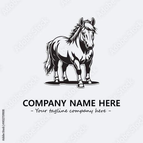 Horse illustration black and white for logo company vector image
