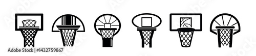 Basketball hoop icons set
