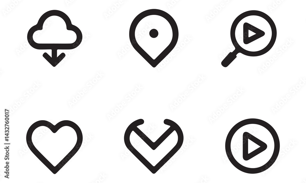 Simple Vector Line Icons - Essential UI Elements Simple Vector Line Icons - Essential UI Elements